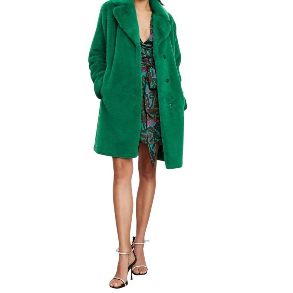 Velvet Graham & Spencer Evalyn Lux Faux Fur Coat Women Small Green Emerald Coat